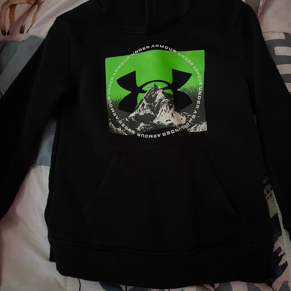 Under Armour Black and Green Sweatshirt with Neon Shield